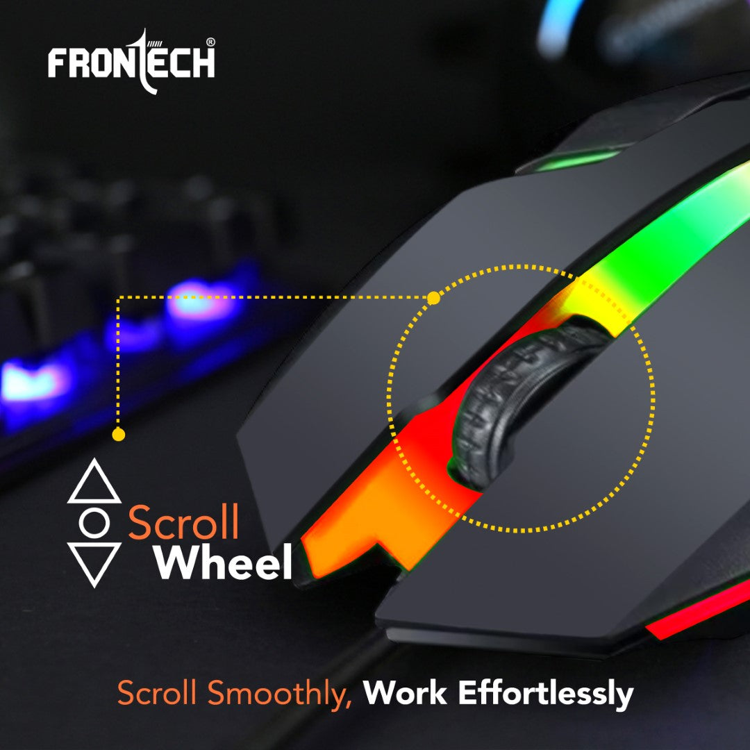 Frontech Wired USB Optical Mouse | RGB Light | 1200 DPI | Compact Grip | Plug & Play (MS-0070) Frontech Wired USB Optical Mouse | RGB Light | 1200 DPI | Compact Grip | Plug & Play (MS-0070)